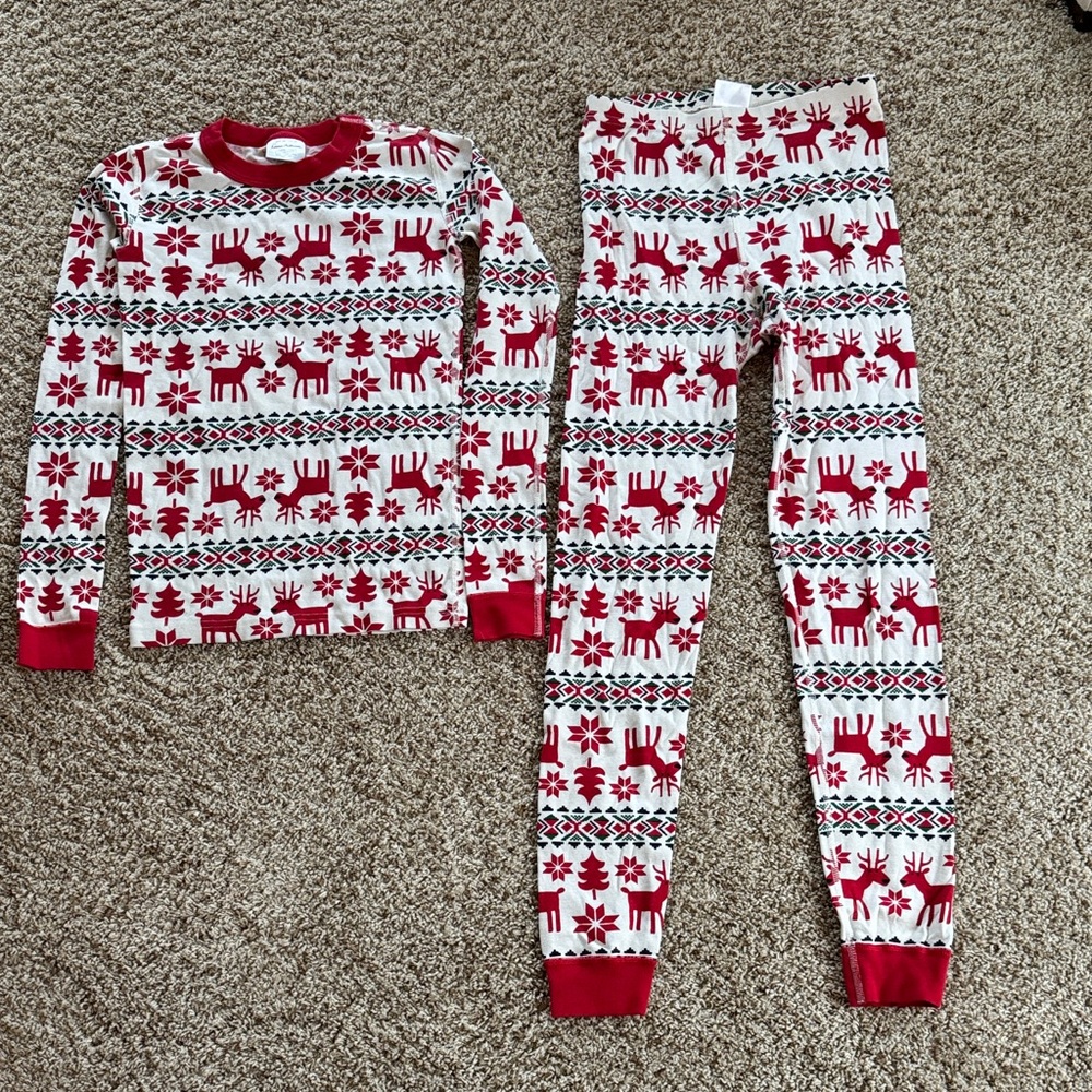 Hanna Andersson Red and White Reindeer Pajama Set